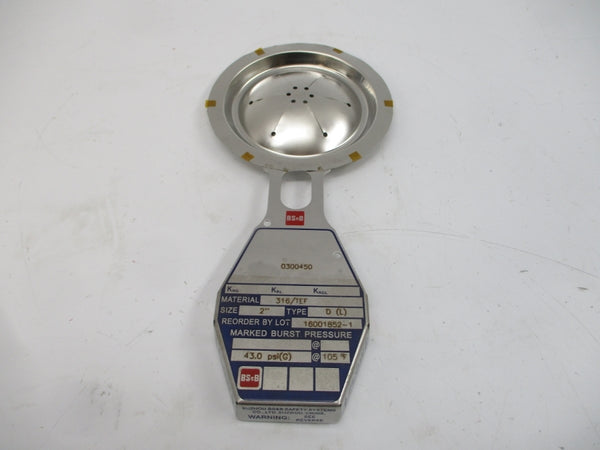 BS&B SAFETY SYSTEMS D(L) 0300450 43.0PSI 105'F 2" NSMP