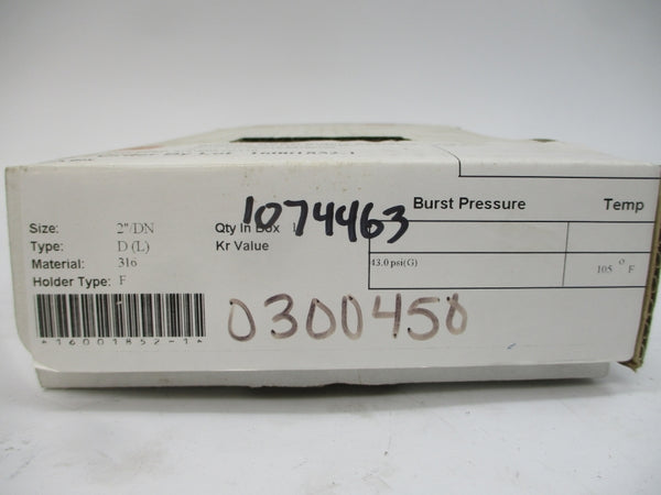 BS&B SAFETY SYSTEMS D(L) 0300450 43.0PSI 105'F 2" NSMP