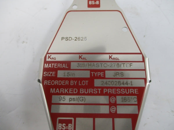 BS&B SAFETY SYSTEMS JRS PSD-2625 95PSI 165'C 1.5" NSMP