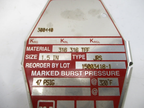 BS&B SAFETY SYSTEMS JRS 300440 47PSI 320'F 1.5" NSMP