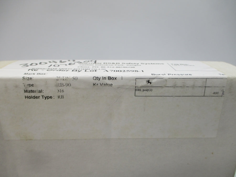 BS&B SAFETY SYSTEMS RB-90 300464 180PSI 400'F 2" NSMP