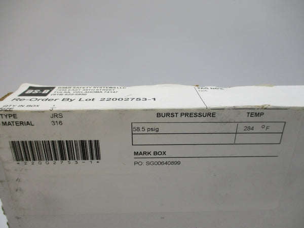 BS&B SAFETY SYSTEMS JRS 58.5PSI 284'F 3" NSMP