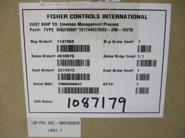 FISHER CONTROLS 3582-288-19776 3582/3582I 30VDC NSMP