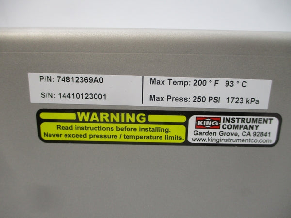 KING INSTRUMENT 74812369A0 250PSI 200'F NSMP