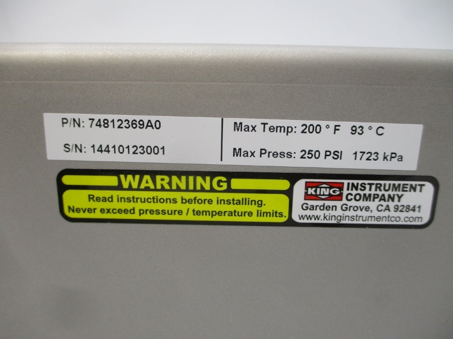 KING INSTRUMENT 74812369A0 250PSI 200'F NSMP