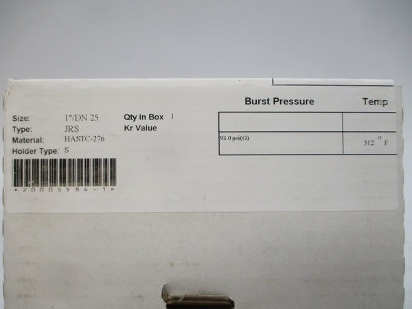 BS&B SAFETY SYSTEMS JRS 93.0PSI 312'F 1" NSMP