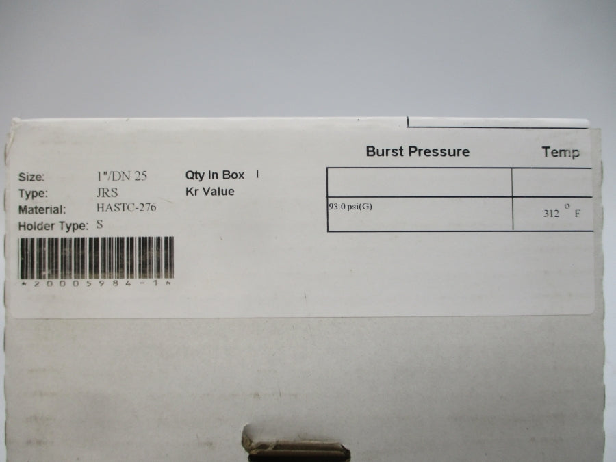 BS&B SAFETY SYSTEMS JRS 93.0PSI 312'F 1" NSMP