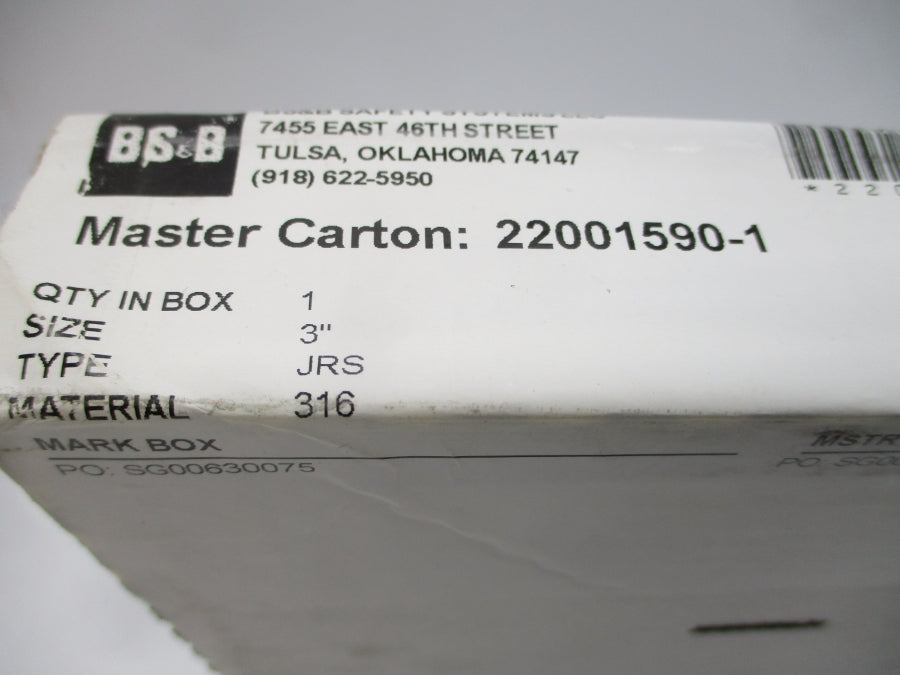 BS&B SAFETY SYSTEMS JRS 57.5PSI 284'F 3" NSMP