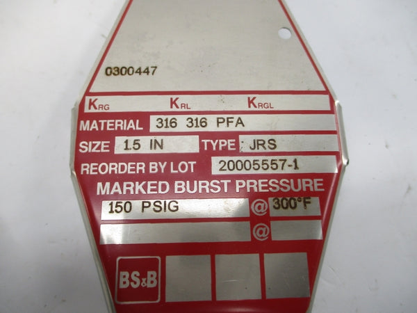 BS&B SAFETY SYSTEMS JRS 0300447 150PSI 300'F 1.5" NSMP