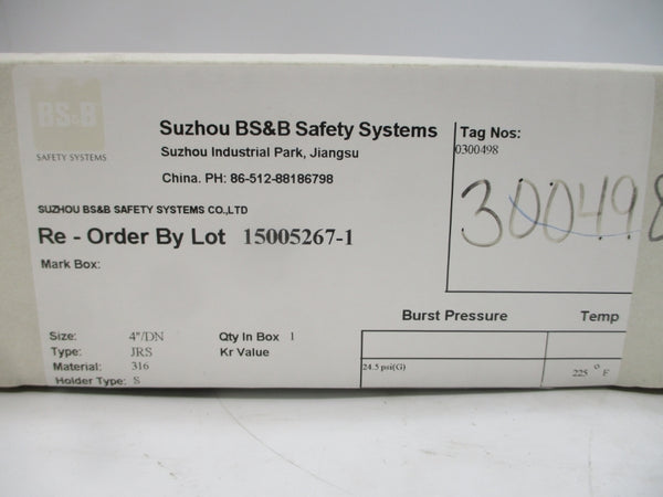 BS&B SAFETY SYSTEMS JRS 0300498 24.5PSI 225'F 4" NSMP