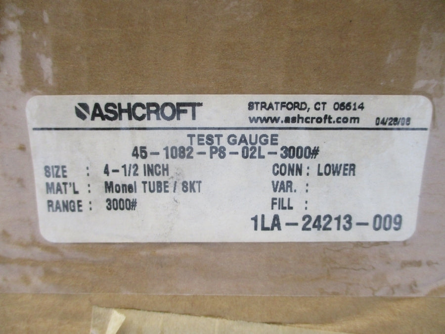 ASHCROFT 45-1082-PS-02L-3000# 0-3000PSI 4-1/2" NSMP