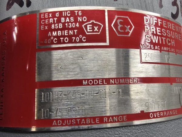 SOR 101B3-K45-N4-C1A-CL 250VAC 15A 10-75PSI NSNP
