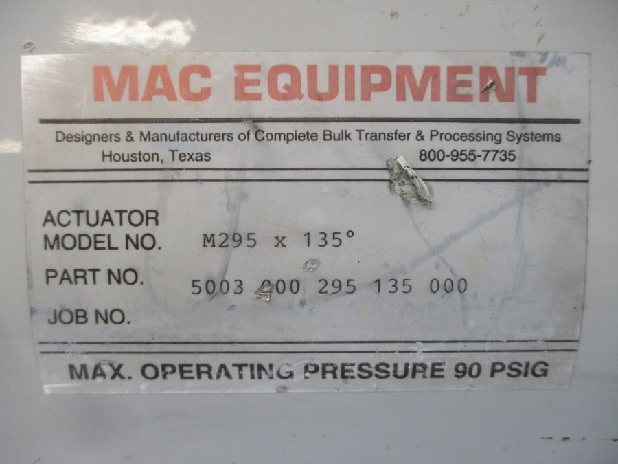 MAC EQUIPMENT 5003000295135000 M295X135 90PSI UNMP
