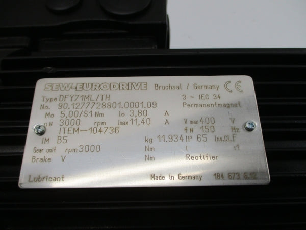 SEW-EURODRIVE DFY71ML/TH 400V 3.80/11.40A NSNP