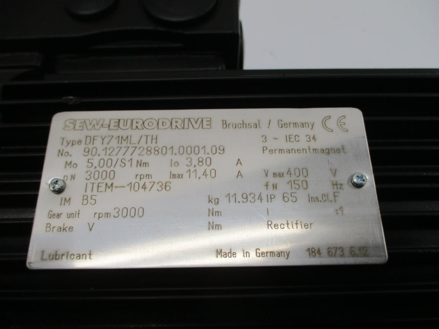 SEW-EURODRIVE DFY71ML/TH 400V 3.80/11.40A NSNP