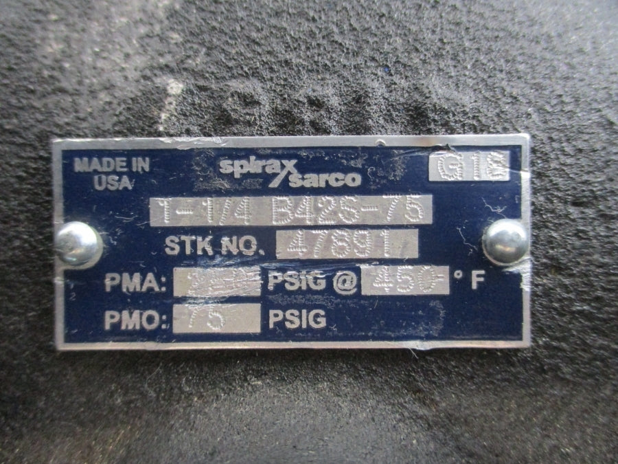 SPIRAX SARCO B42S-75 47891 75PSI 450'F 1-1/4" NSNP