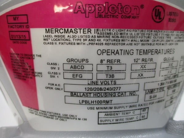 APPLETON LPBLH100RMT 277V 1.30A NSNP
