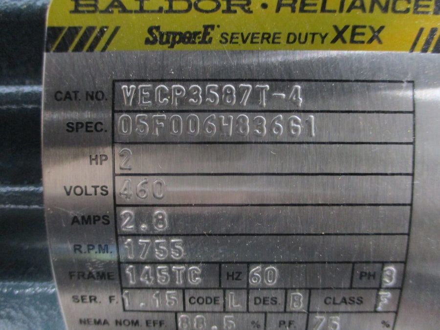 BALDOR VECP3587T-4 05F006W836G1 460V 2.8A NSMP