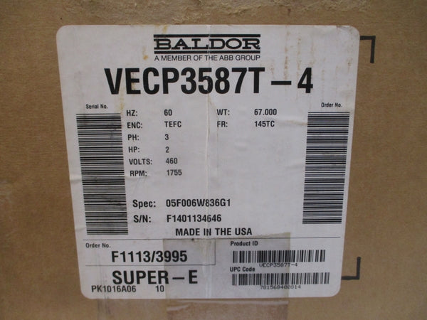 BALDOR VECP3587T-4 05F006W836G1 460V 2.8A NSMP