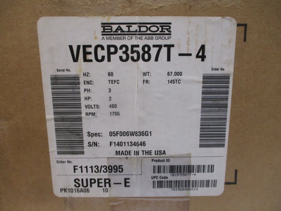 BALDOR VECP3587T-4 05F006W836G1 460V 2.8A NSMP