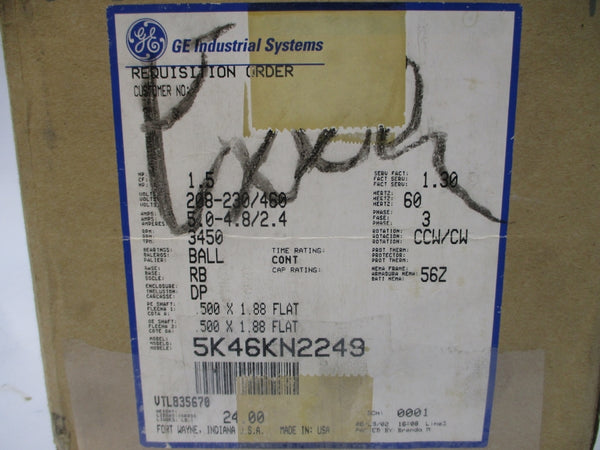 GENERAL ELECTRIC 5K46KN2249 208-230/460V 5.0-4.8/2.4A NSMP