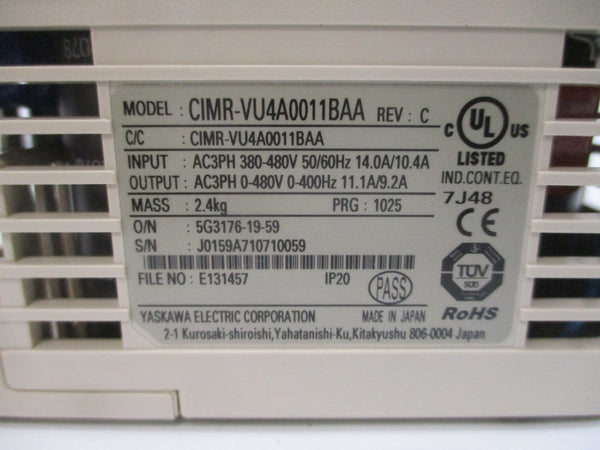 YASKAWA CIMR-VU4A0011BAA 380-480VAC 14.0/10.4A REV. C NSMP