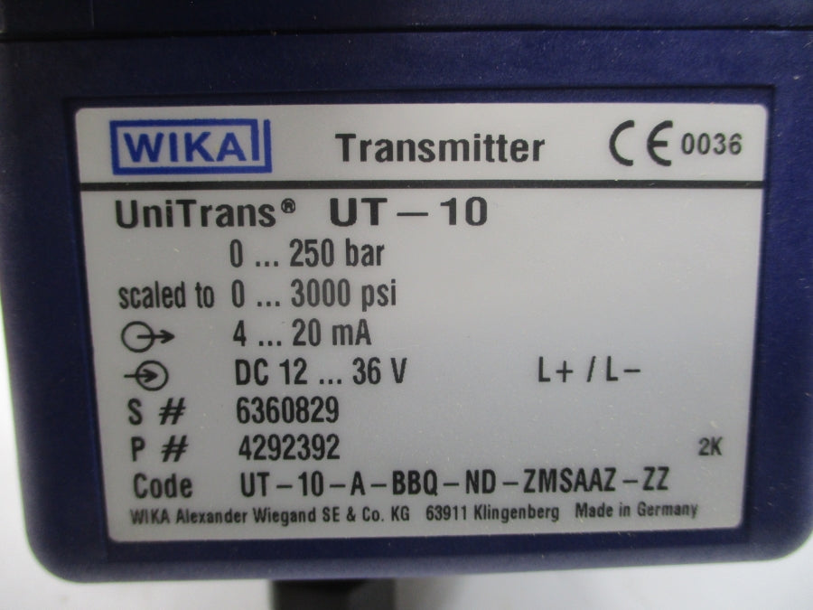 WIKA 4292392 UT-10 12-36VDC 0-3000PSI NSMP