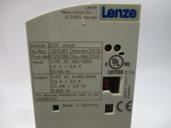 LENZE E82EV152_4C 13015367 400/500VAC 5.5/4.4A UNMP