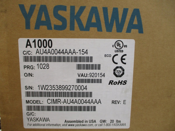 YASKAWA CIMR-AU4A0044AAA 380-480VAC 52/44A REV. E (AS PICTURED) NSMP