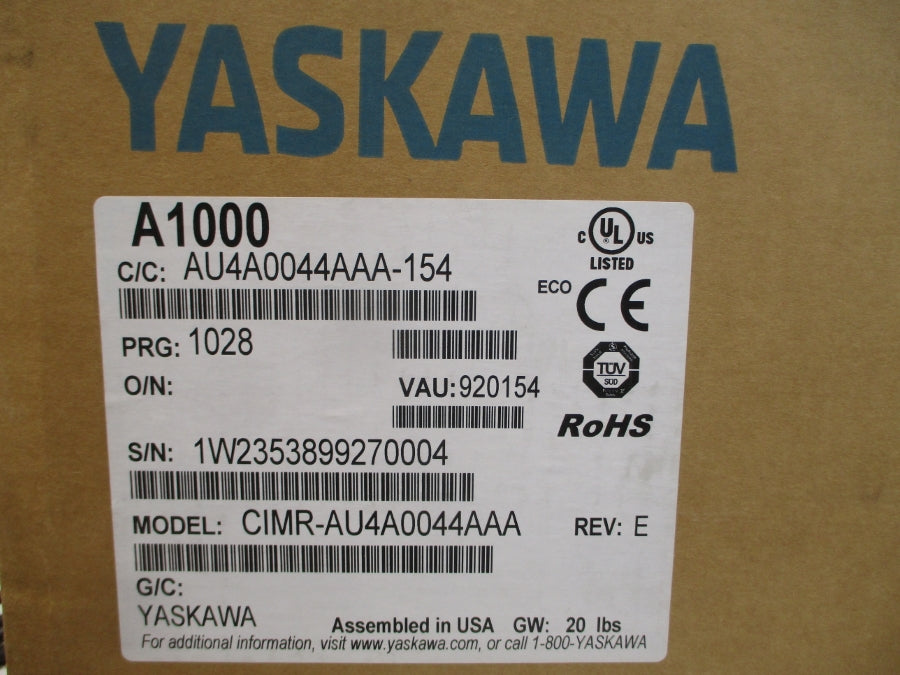 YASKAWA CIMR-AU4A0044AAA 380-480VAC 52/44A REV. E (AS PICTURED) NSMP