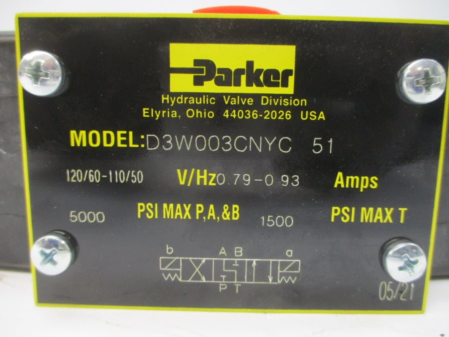 PARKER D3W003CNYC51 110/120V 0.79-0.93A 5000PSI NSNP