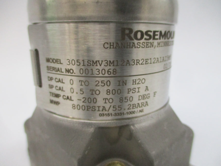ROSEMOUNT 3051SMV3M12A3R2E12A1AI5M5 800PSI NSNP