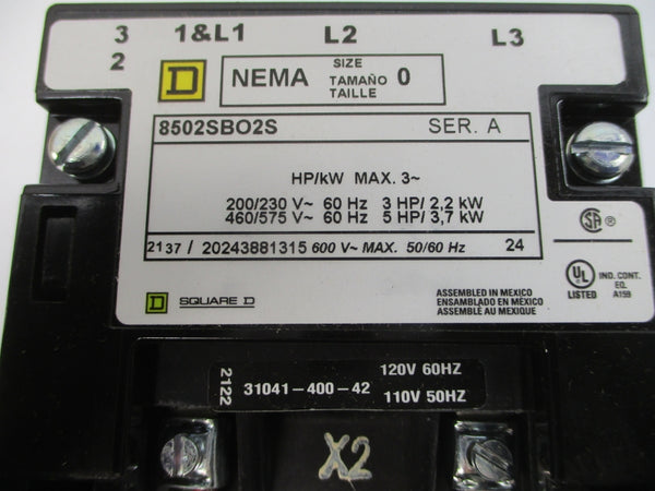 SQUARE D 8502SBO2V02S SER. A 110/120V NSMP