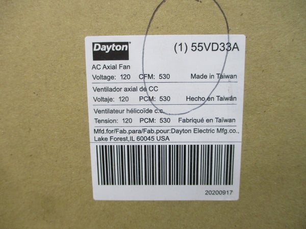 DAYTON 55VD33A 120V 0.37/0.38A NSMP