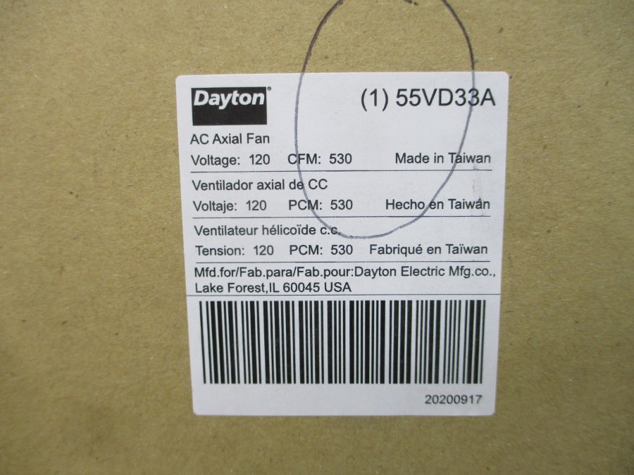 DAYTON 55VD33A 120V 0.37/0.38A NSMP