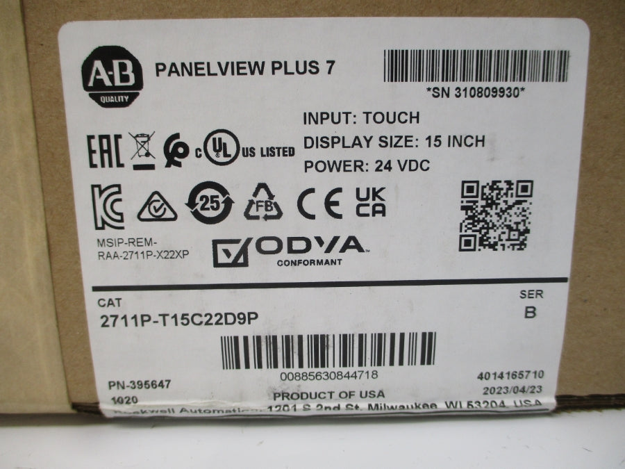 ALLEN BRADLEY 2711P-T15C22D9P SER. B 24VDC DATE: 2023 NSFS