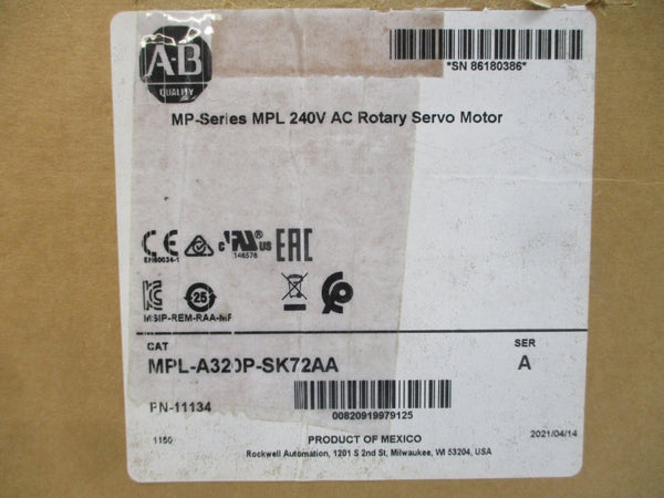 ALLEN BRADLEY MPL-A320P-SK72AA SER. A 240VAC 9.0A NSMP