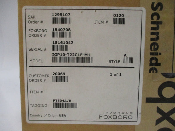 FOXBORO IGP10-T22C1F-M1 12.5-42VDC 30PSI NSMP