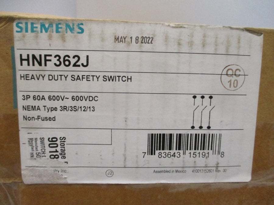 SIEMENS HNF362J 600VAC 60A NSMP