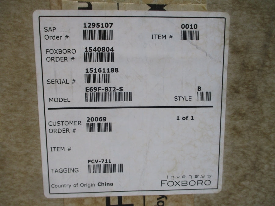 FOXBORO E69F-BI2-S 19-23PSI NSMP