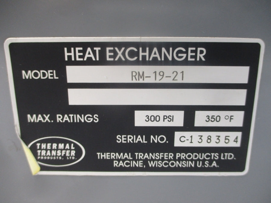 THERMAL TRANSFER PRODUCTS RM-19-21 300PSI 350'F NSNP