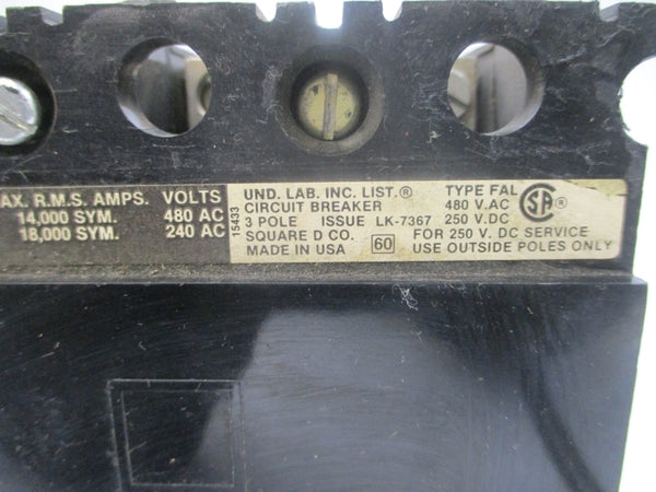 SQUARE D FAL34020 480VAC 20A UNMP