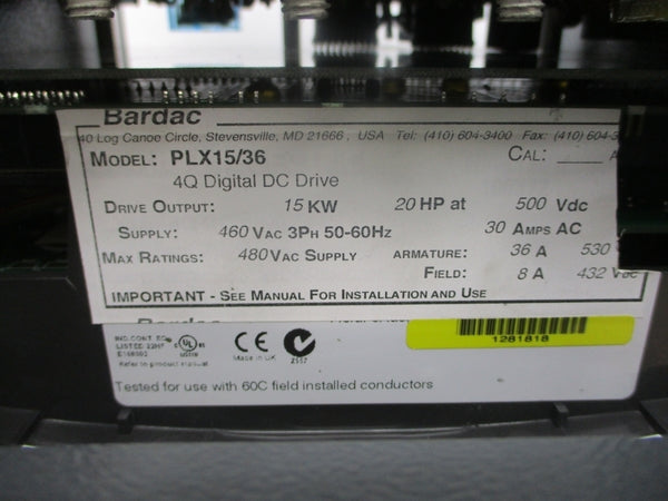 BARDAC PLX15/36 480VAC 36A NSNP