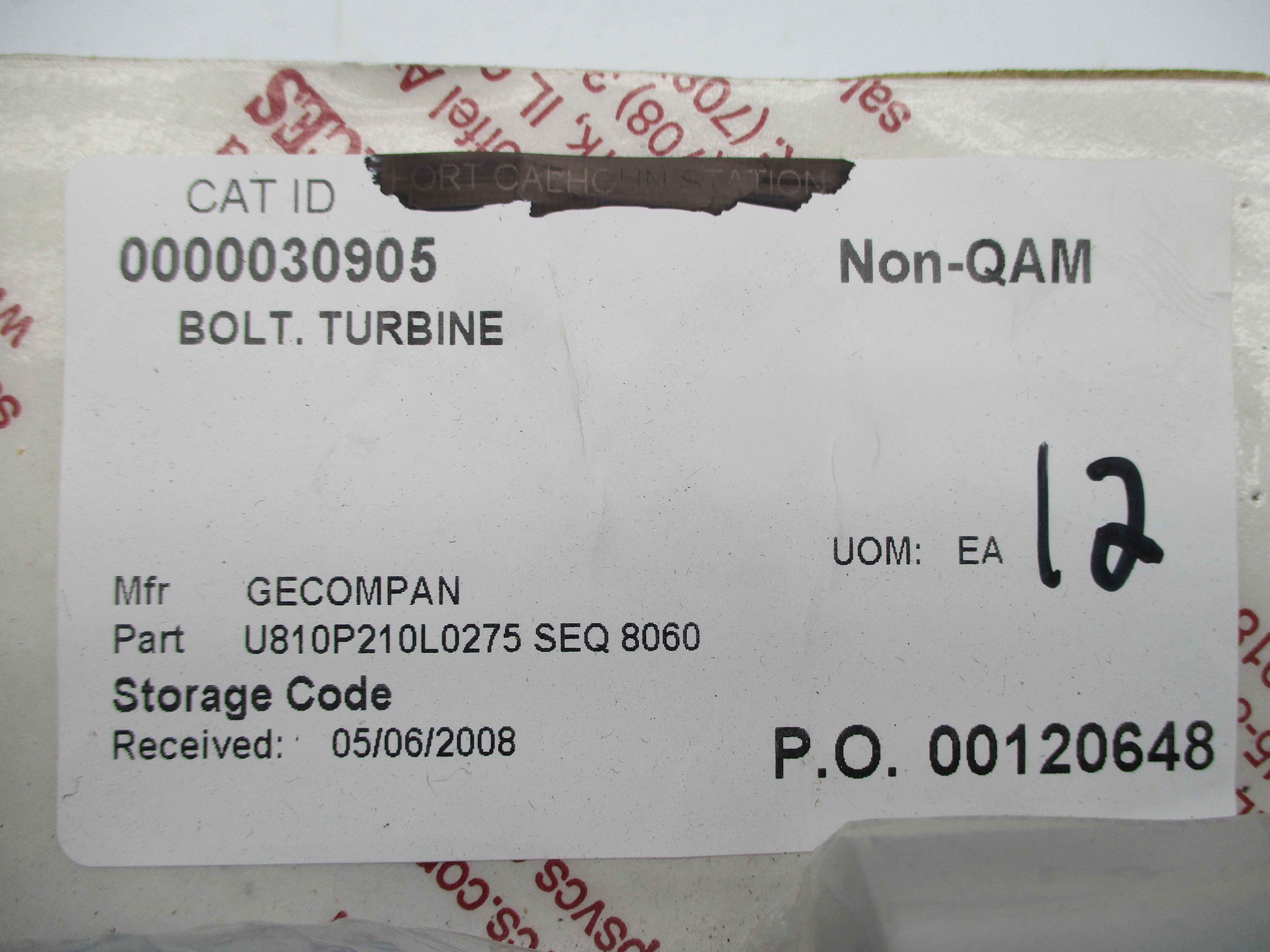 GENERAL ELECTRIC U810P210L0275 (PKG OF 12) NSMP