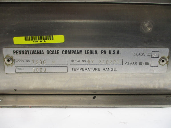 PENNSYLVANIA SCALE COMPANY 7600M UNMP