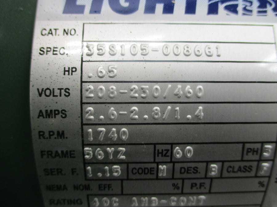 BALDOR 223842 35S105-0086G1 208-230/460V 2.6-2.8/1.4A NSMP