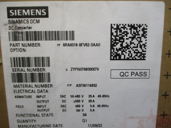 SIEMENS 6RA8018-6FV62-0AA0 50-480VAC 25A NSMP