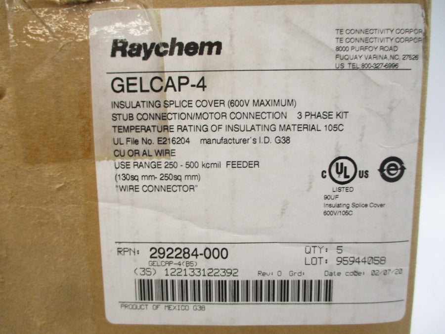 RAYCHEM GELCAP-4 292284-000 (PKG OF 5) 600V NSMP