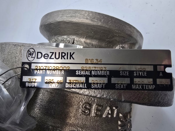 DEZURIK 2107102R002 B16.34 285PSI 4" NSNP