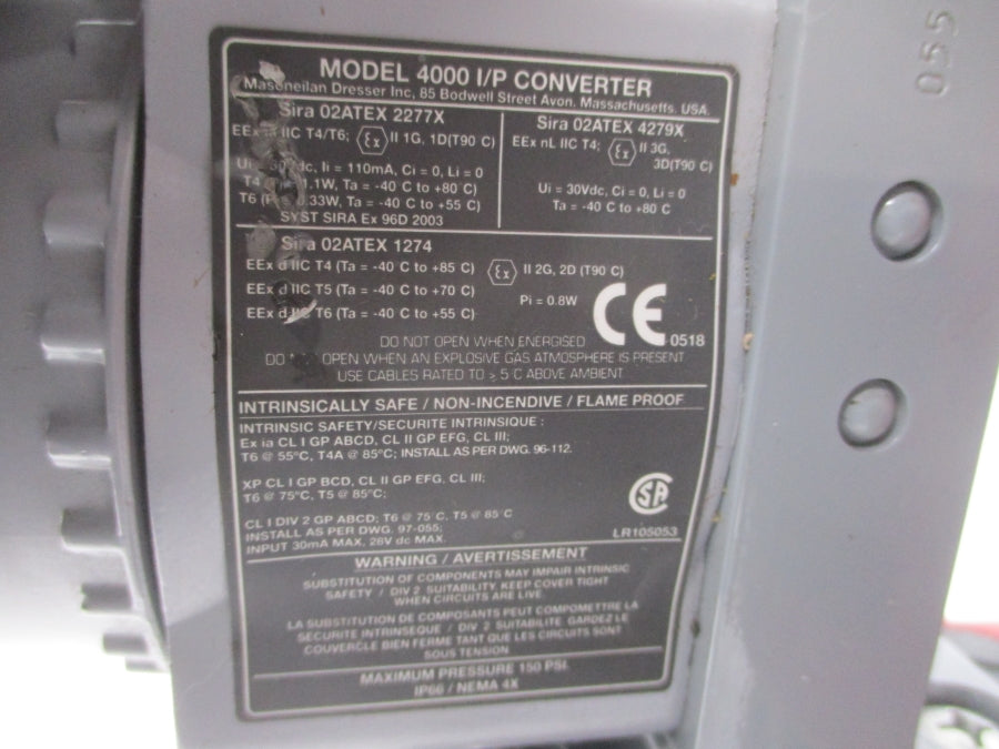 MASONEILAN 35-35212 4000 30VDC 7-15PSI 1" NSNP
